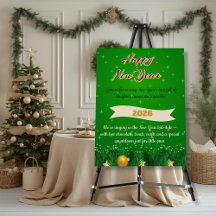 Green Gold New Year Party Sign