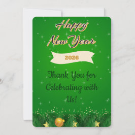 Green Gold New Year Thank You Card Bedankkaart