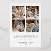 Green & Gold Peace Love Joy Oval Photo Christmas Folie Feestdagenkaart (Achterkant)