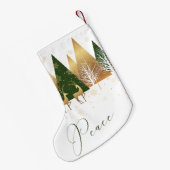 Green Gold Peace Woodland Deer Kleine Kerstsok (Achterkant (Hangend))