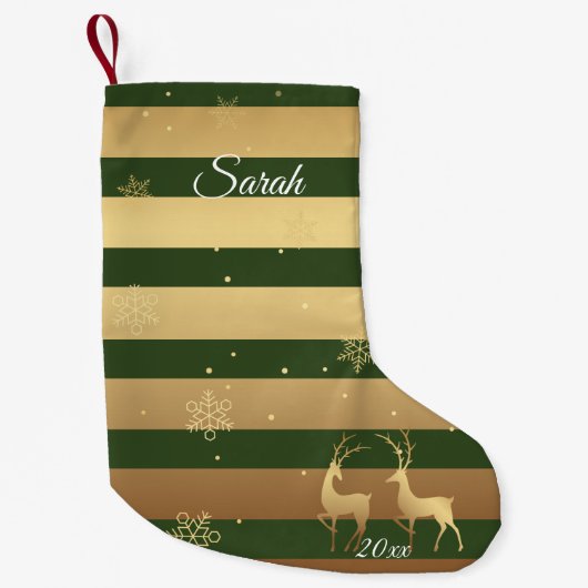 Green Gold Peace Woodland Deer Kleine Kerstsok (Voorkant)
