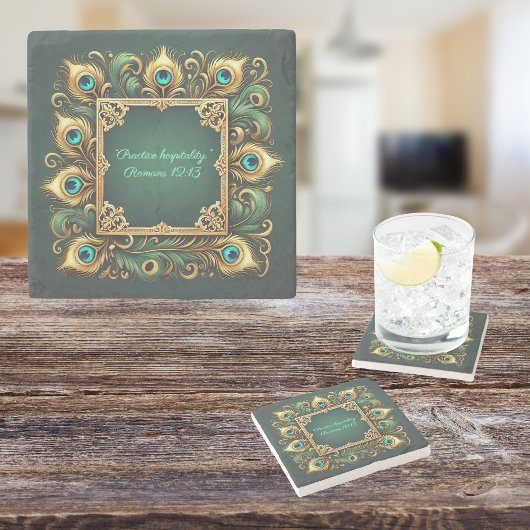 Green Gold Peacock Lijst  Stenen Onderzetter