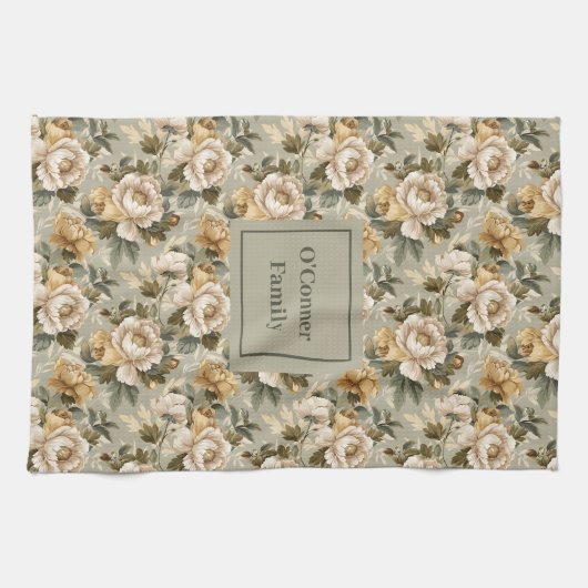 Green Gold Personalized Kitchen Towel Chic Look Theedoek (Horizontaal)