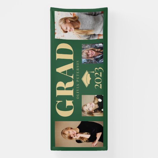 Green Gold Photo Afstuderen Klasse 2023 Spandoek (Verticaal)