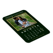 Green & Gold Photo Calendar Save Our Date Wedding Magneet (Rechterzijde)