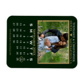 Green & Gold Photo Calendar Save Our Date Wedding Magneet (Horizontaal)