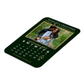 Green & Gold Photo Calendar Save Our Date Wedding Magneet (Linkerzijde)