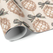 Green Gold Pineapples with Bows Christmas Cadeaupapier (Rol Hoek)