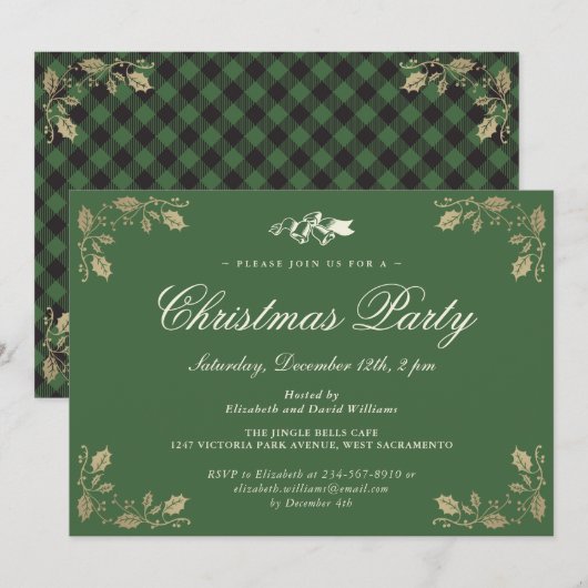 Green Gold Pset-kerstfeestdag Kaart (Voorkant / Achterkant)