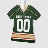 Green/Gold/Red Custom Hockey Jersey Ornament (voorkant)