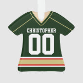 Green/Gold/Red Custom Hockey Jersey Ornament (achterkant)