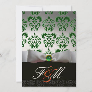 GREEN GOLD RIBBON & BLACK DAMASK MONOGRAM Oranje Kaart