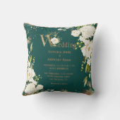 Green Gold Rustic Floral Wedding Keepslag Kussen (Achterkant)