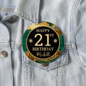 Green Gold Safari Agate Birthday Badge Ronde Button 4,0 Cm (In situ)