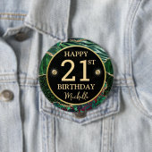 Green Gold Safari Agate Birthday Badge Ronde Button 4,0 Cm (In situ)