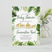 Green Gold Safari Oerwoud Baby shower Kaart (Staand voorkant)
