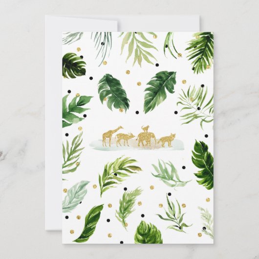 Green Gold Safari Oerwoud Baby shower Kaart (Achterkant)