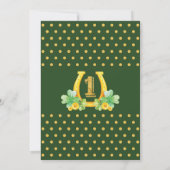 Green Gold Shamrock Lucky One Birthday Party Kaart (Achterkant)