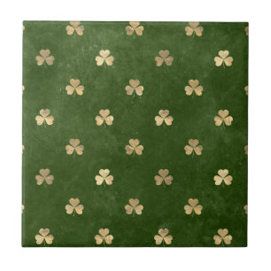 Green & Gold Shamrock Pattern Ierse keramische teg Tegeltje