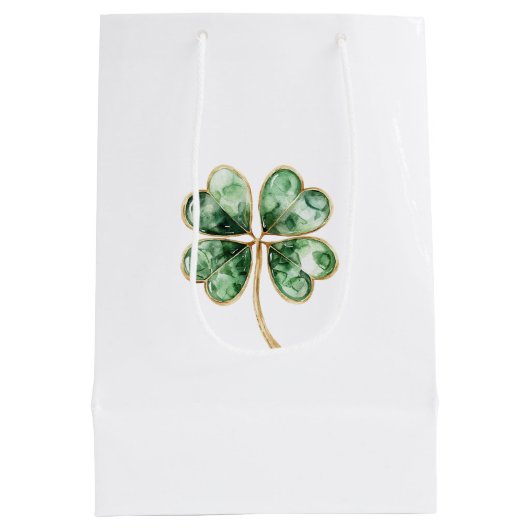 Green Gold Shamrock St. Patrick's Day Medium Cadeauzakje (Achterkant)