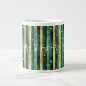 Green Gold Shamrock St. Patrick's Day Stripes Grote Koffiekop (Voorkant)