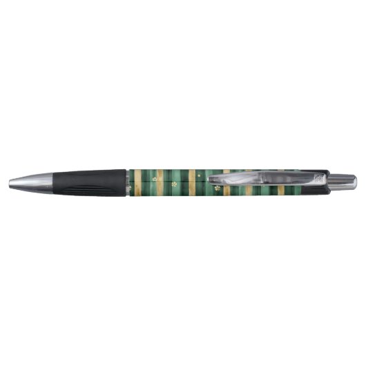 Green Gold Shamrock St. Patrick's Day Stripes Pen (Achterkant)