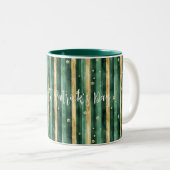 Green Gold Shamrock St. Patrick's Day Stripes Tweekleurige Koffiemok (Voorkant rechts)