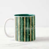 Green Gold Shamrock St. Patrick's Day Stripes Tweekleurige Koffiemok (Links)