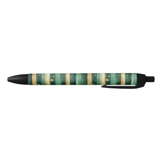 Green Gold Shamrock St. Patrick's Day Stripes Zwarte Inkt Pen (Bodem)