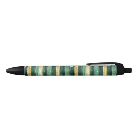 Green Gold Shamrock St. Patrick's Day Stripes Zwarte Inkt Pen (Bovenkant)