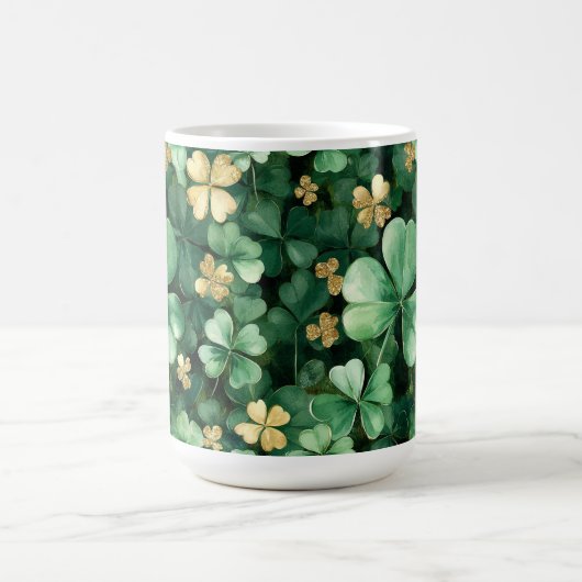 Green Gold Shamrocks St. Patrick's Day   Koffiemok (Center)