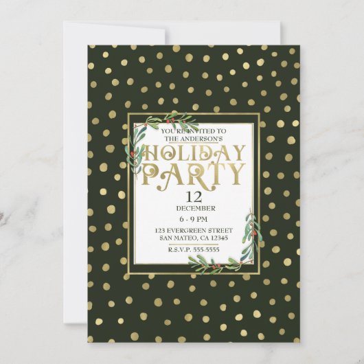 Green & Gold Snow-feestdag Kaart (Voorkant)