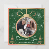 Green Gold Snow-kerstversiering 2 Foto Feestdagenkaart (Voorkant)