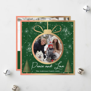 Green Gold Snow-kerstversiering 2 Foto Feestdagenkaart