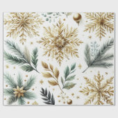 Green Gold Snowflake Holiday Luxe Waterverf Cadeaupapier (Vlak)