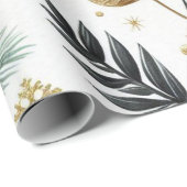 Green Gold Snowflake Holiday Luxe Waterverf Cadeaupapier (Rol Hoek)