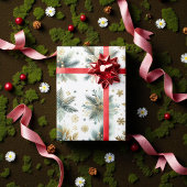 Green Gold Snowflake Holiday Luxe Waterverf Cadeaupapier