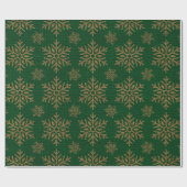 Green Gold Snowflakes Rustic Background Cadeaupapier (Vlak)