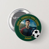 Green Gold Soccer Player Photo High School Ronde Button 5,7 Cm (Voorkant /achterkant)
