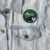 Green Gold Soccer Player Photo High School Ronde Button 5,7 Cm (In situ)