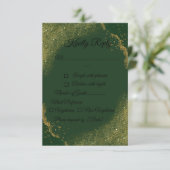 Green & Gold Spark Wedding RSVP Card Kaartje (Staand voorkant)