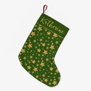 Green Gold Star Patroon Retro Vintage Kerstmis Kleine Kerstsok