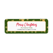 Green Gold Star Seizoensgebonden Kerst Retour Adre Etiket (Voorkant)