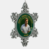 Green Gold Tennis Player Photo High School Tin Sneeuwvlok Ornament (Links)