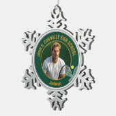 Green Gold Tennis Player Photo High School Tin Sneeuwvlok Ornament (Rechts)