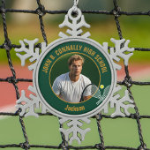 Green Gold Tennis Player Photo High School Tin Sneeuwvlok Ornament
