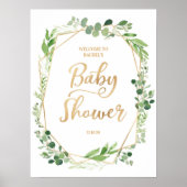 Green Gold Terrarium Baby shower Welkomstbord Poster (Voorkant)