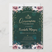 Green Gold Tiara, Diamonds Flowers Quinceañera Kaart (Voorkant)