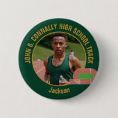 Green Gold Track Team Photo High School Runner Ronde Button 5,7 Cm (Voorkant)