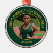 Green Gold Track Team Photo Runner Christmas Metalen Ornament (Voorkant)
